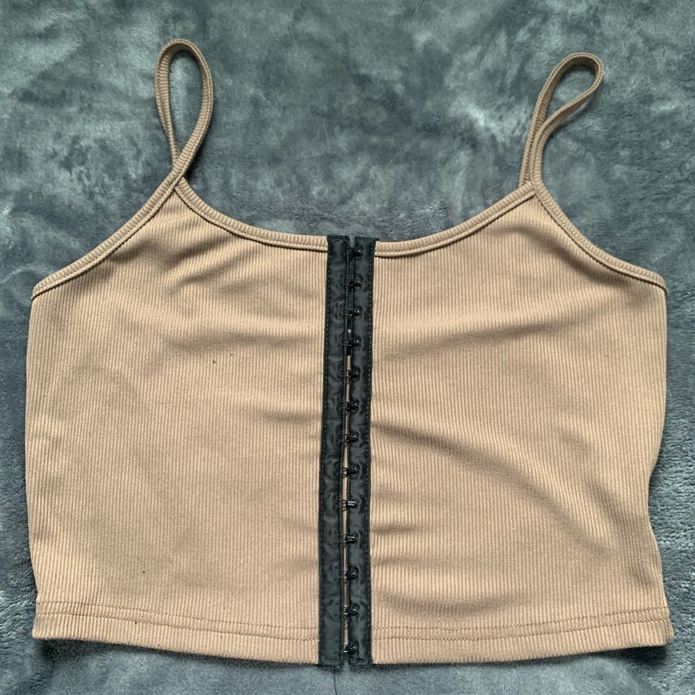 Hook and Eye Rib- knit Cami Top